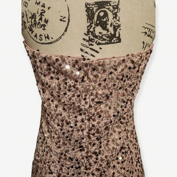 Jump Apparel Strapless Mauve And Rose Gold Sequin Gown - Picture 9 of 11